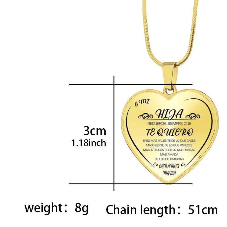 Heart Necklaces Spanish Gift for Daughter Chain Necklace  Wholesale Women Fashion Jewelry