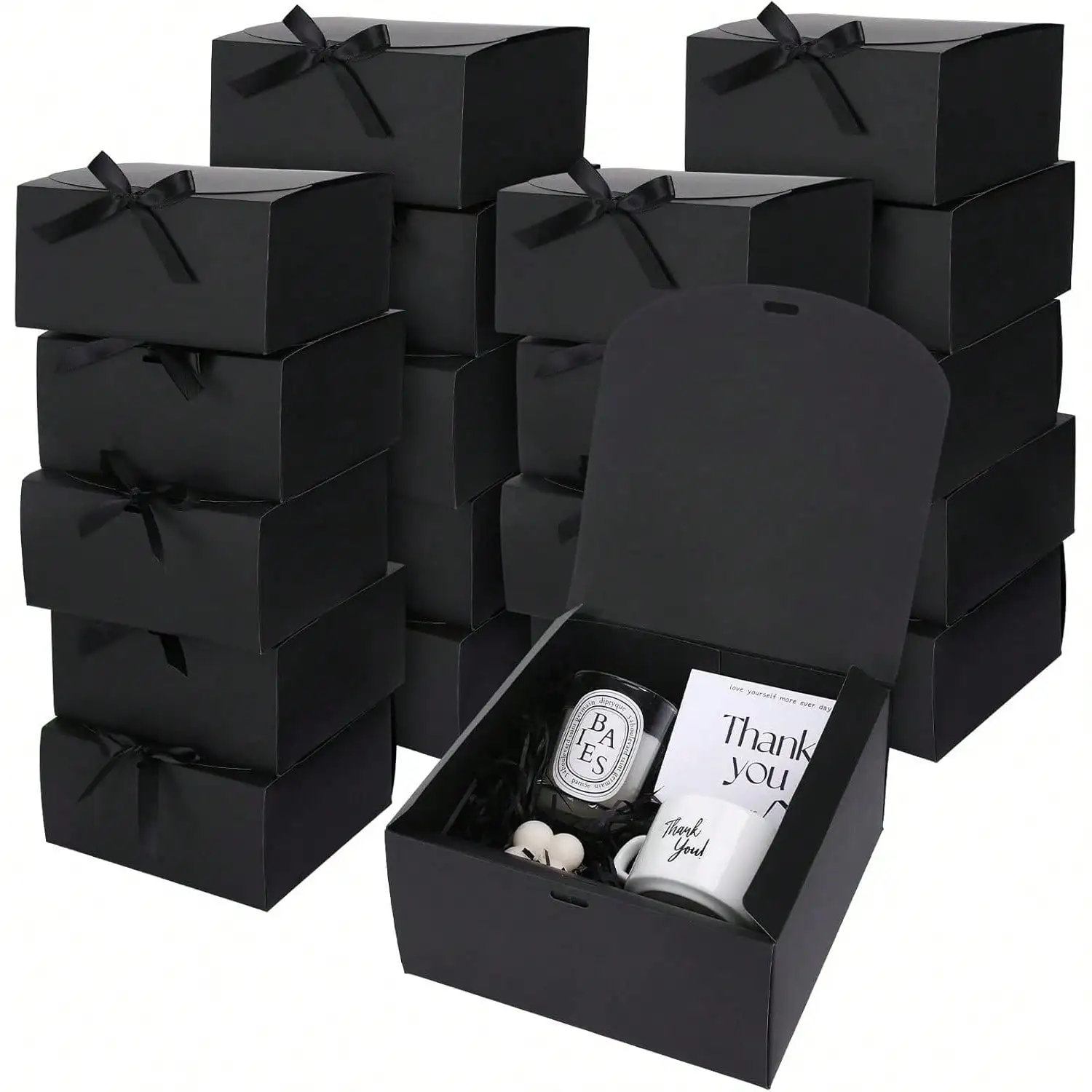 

12pcs Gift Boxes for Gifts, Large Bridesmaid Proposal Box Bulk for Wedding, Black Gift Boxes with Ribbon