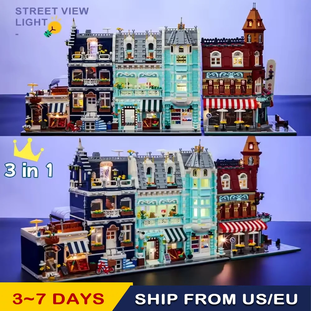 IN STOCK  Creator Street Views Architecture Brick Bank Model Building Blocks Toy Compatible 10251 15001 Festival Boy Gifts