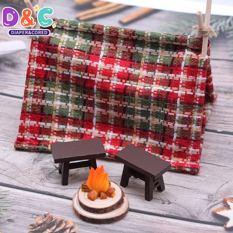 1pcs Dollhouse Miniature Tent Camping Suitable For Elf Doll Accessories Christmas Outdoor Tent