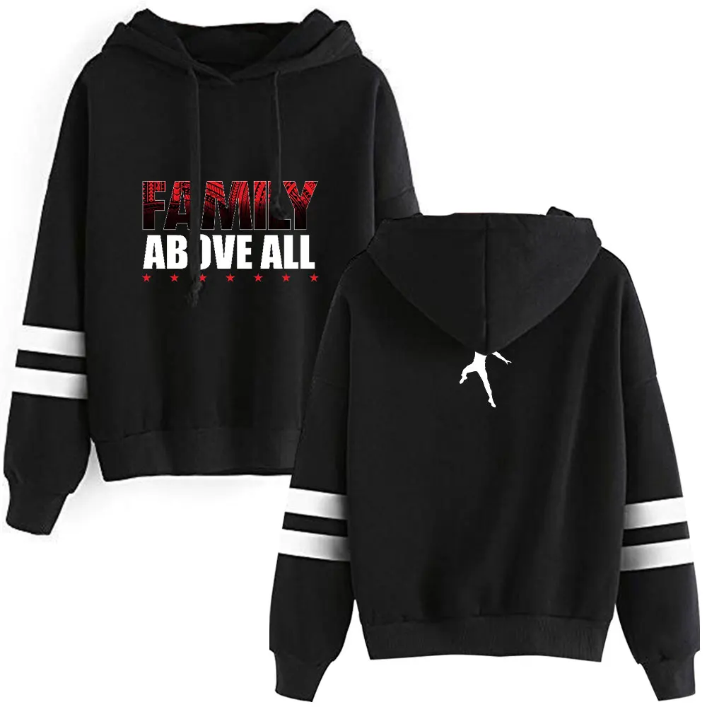 

Roman Reigns Family Above All Pocketless Parallel Bars Sleeve Sweatshirt Pocket Drawstring HipHop Pullover Long-Sleeved Top