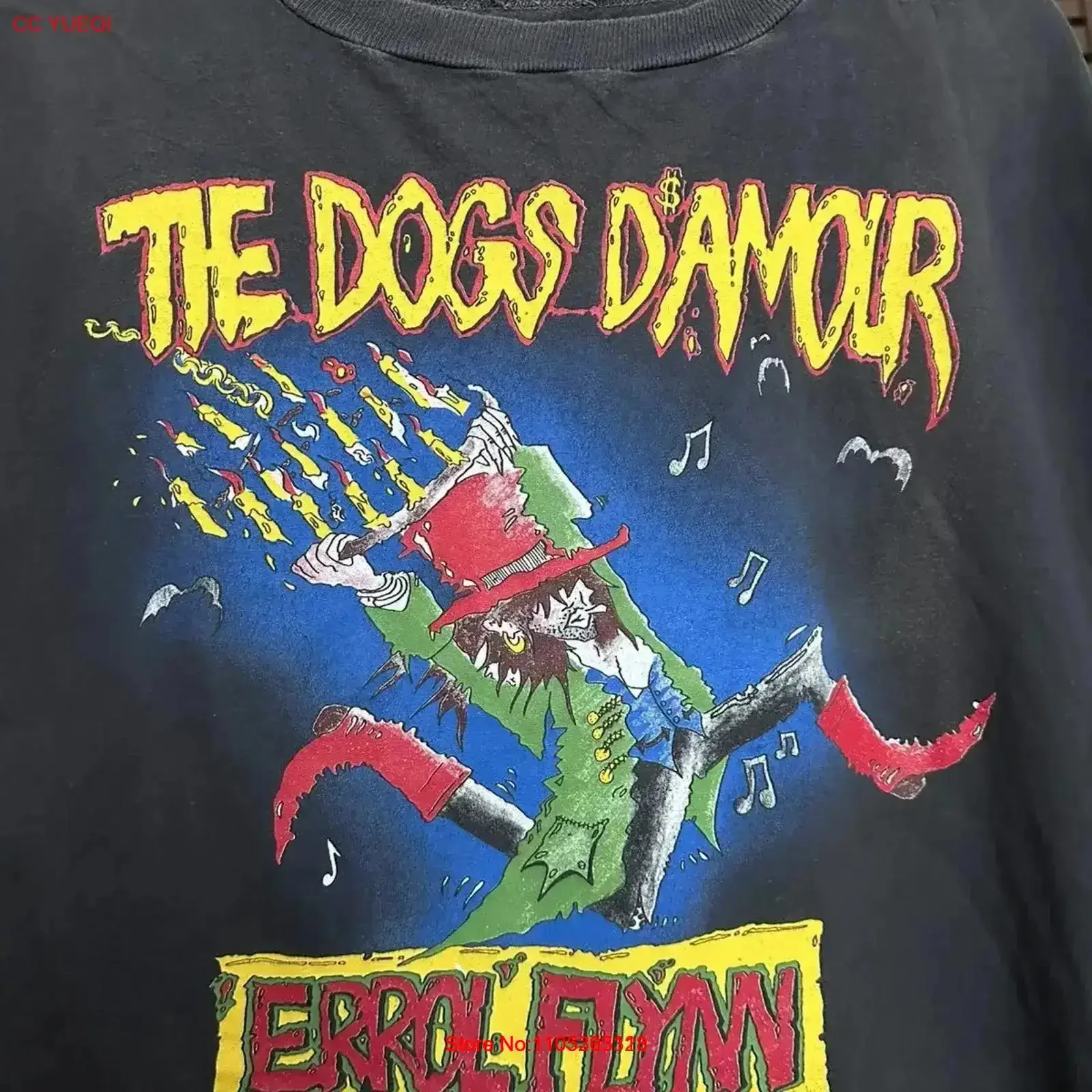 The Dogs D'Amour Errol Flynn Album T Shirt S 5XL AR527 vintage Washed homme Soft fashion Slightly graphic Comfortable vintage