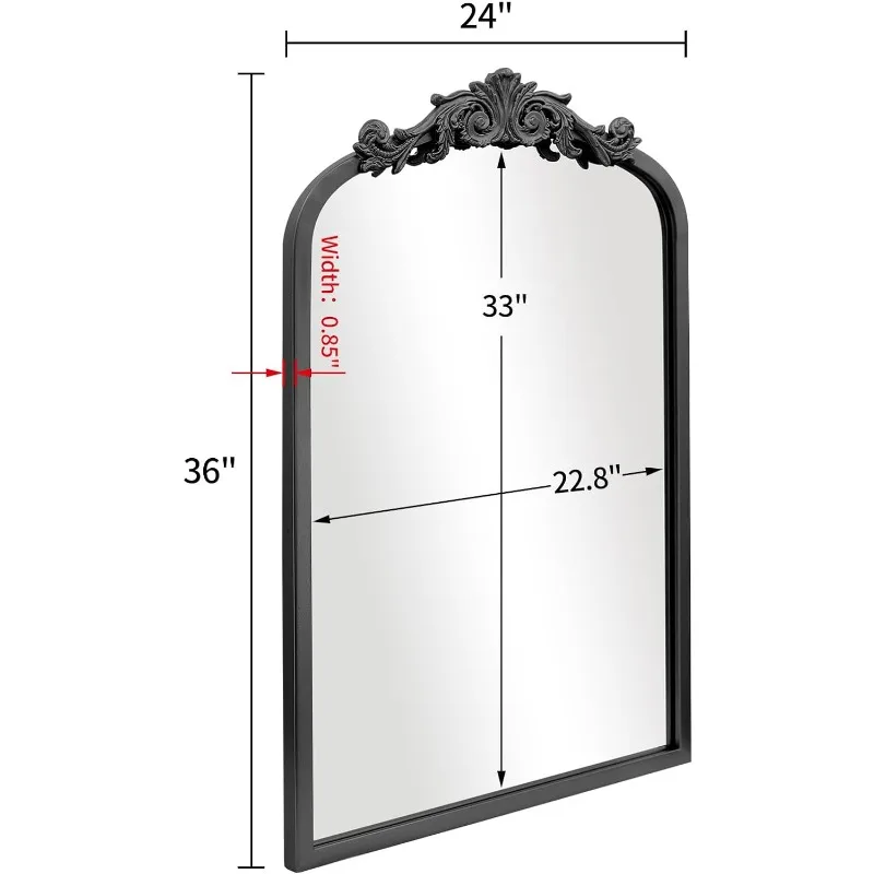 Antique Black Arch Full Wall Mirror, 24*36