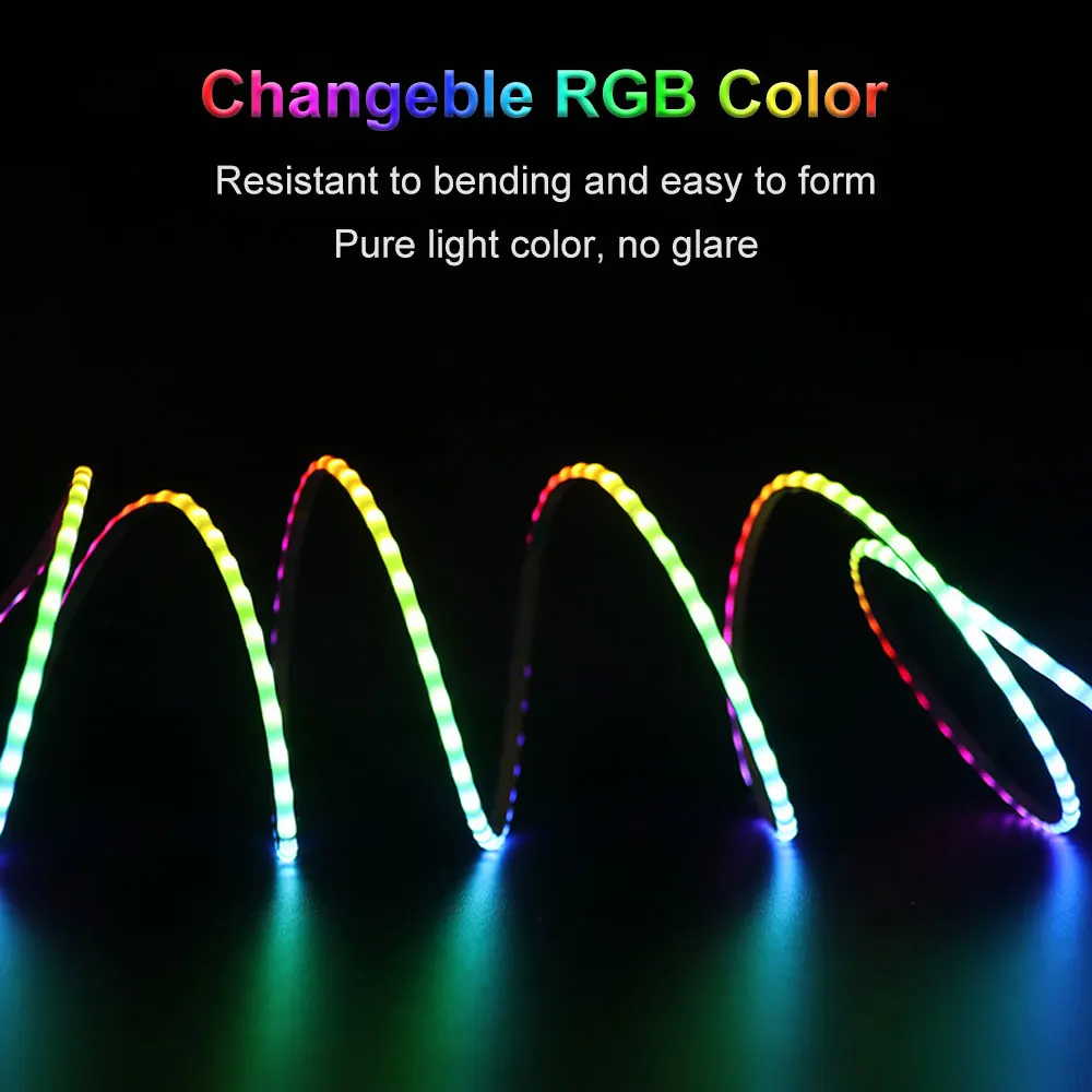 Imagem -05 - Cob Led Strip Lights Cob Ws2812b Ultra Estreito Endereçável Individualmente Rgb Flexível Luz de Pixel Colorida 160leds por m Pcb Branco dc 5v 27 mm