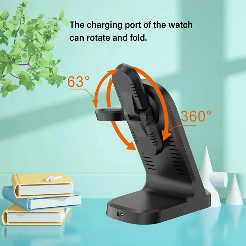 

Foldable Wireless Charging Dock Station 15W Charging Holder for Cellphone Watch Earphone Portable K1KF