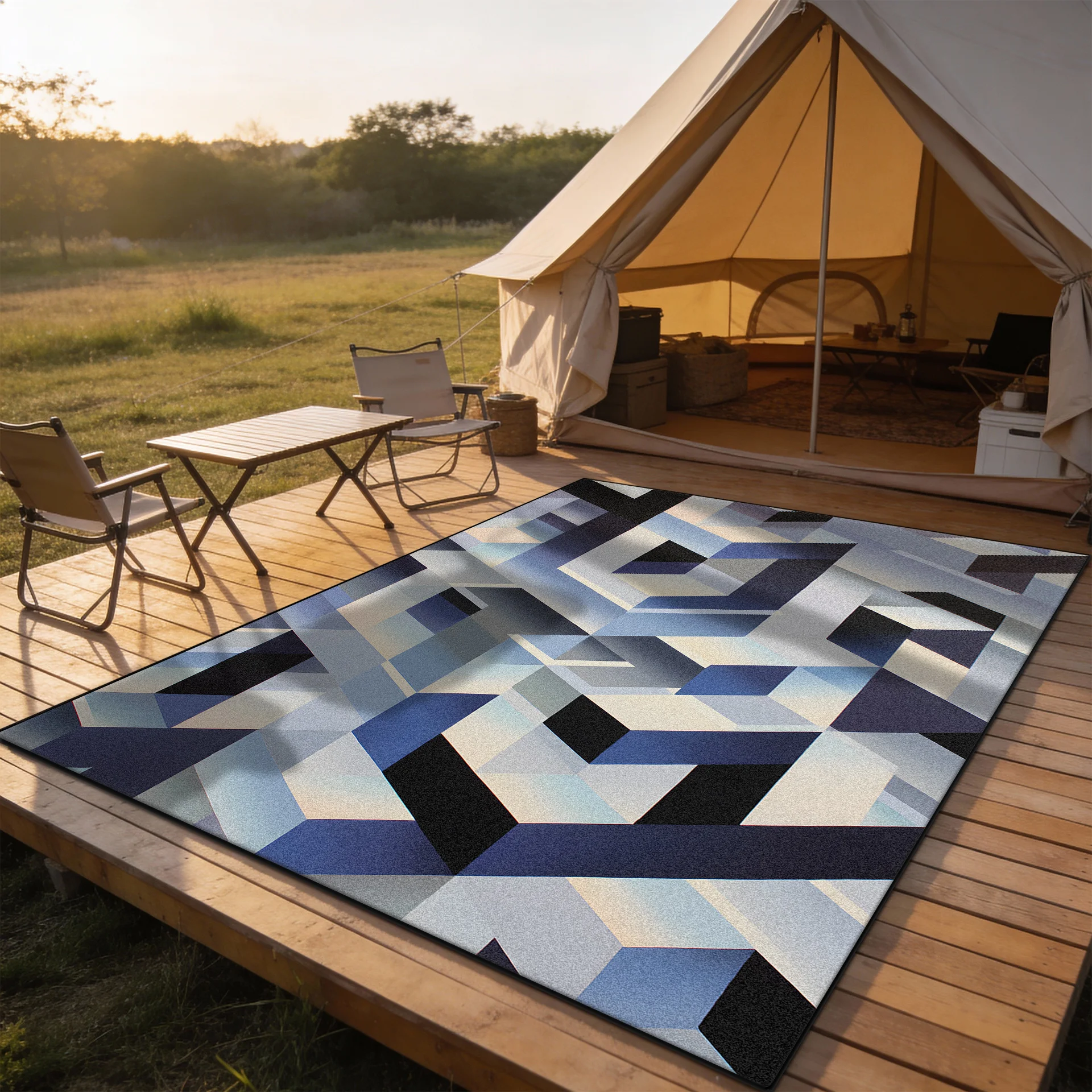 Outdoor Easy Storage Geometric Style Carpet Home Washable Easy Clean Decoration Large Rugs Bedroom Living Room Soft Floor Mat