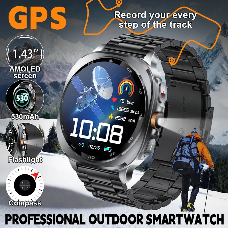 

LIGE GPS-позиционирование Смарт-часы Мониторинг сердечного ритма 100 + спортивный режим Отслеживание Смарт-часы 3ATM Водонепроницаемый фонарик Смарт-часы