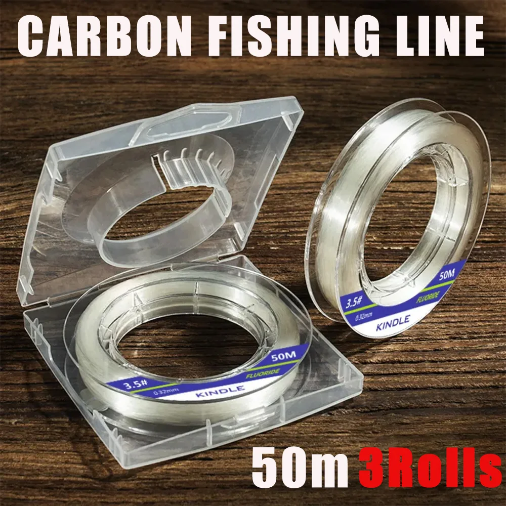 

3Rolls Carbon Fishing Line 50m Japanese Imported Raw Silk Fluorocarbon Thread for Sea fishing