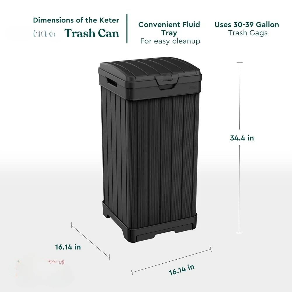 38 Gallon Trash Can with Lid and Drip Tray for Easy Cleaning-Perfect for Patios, Kitchens, and Outdoor Entertaining