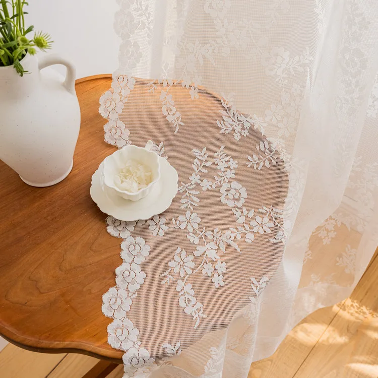 Europäische Vorhänge für Wohnzimmer, Esszimmer, Schlafzimmer, weiße Spitze, besticktes Hochzeitskleid, Tüll – Detail 12