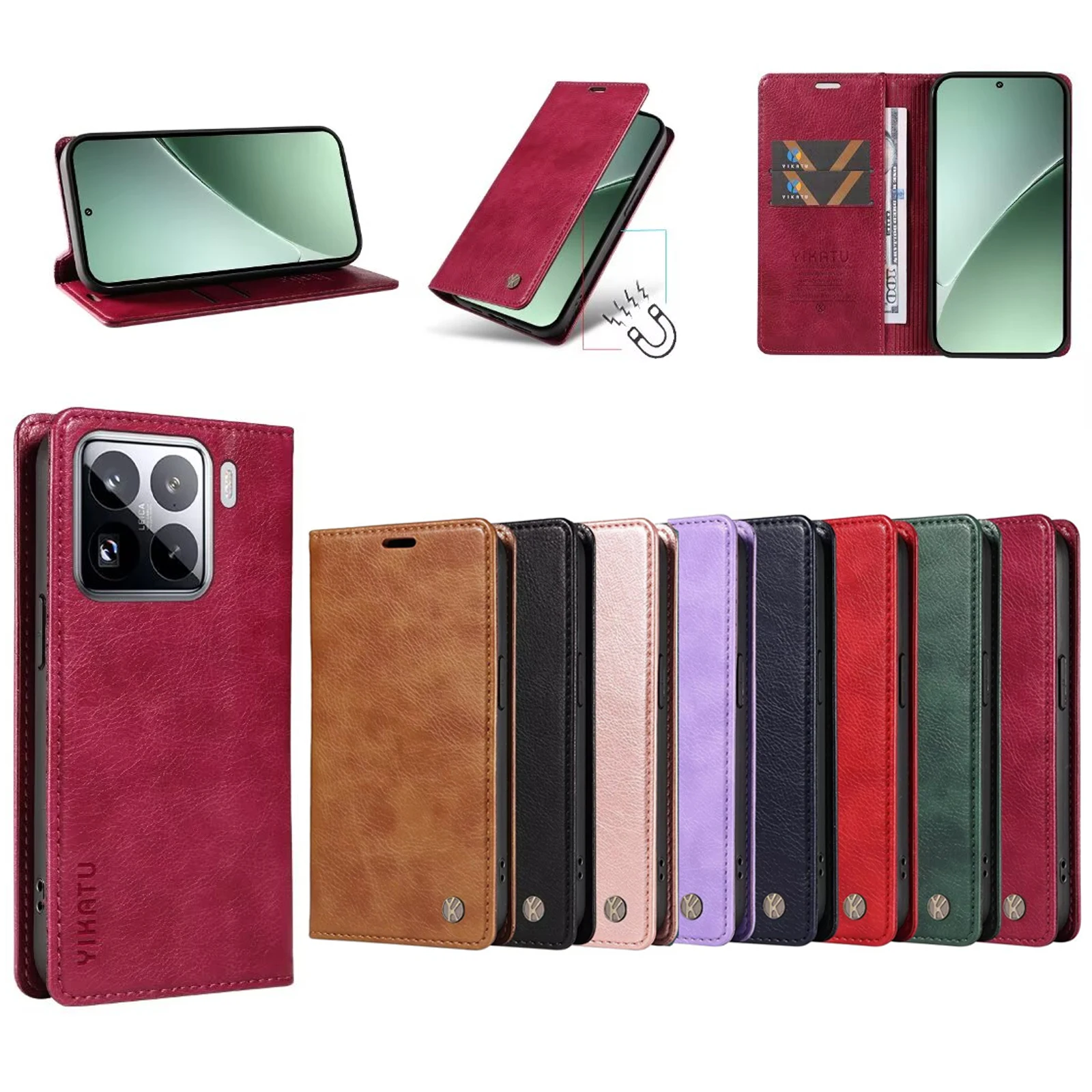 

Wallet Magnetic Card Slot RFID Flip Leather Phone Case For Xiaomi 15 Pro 14T 5G 14 13 Ultra 13T 12 Lite 12T 11T 11i 10T M4 F4