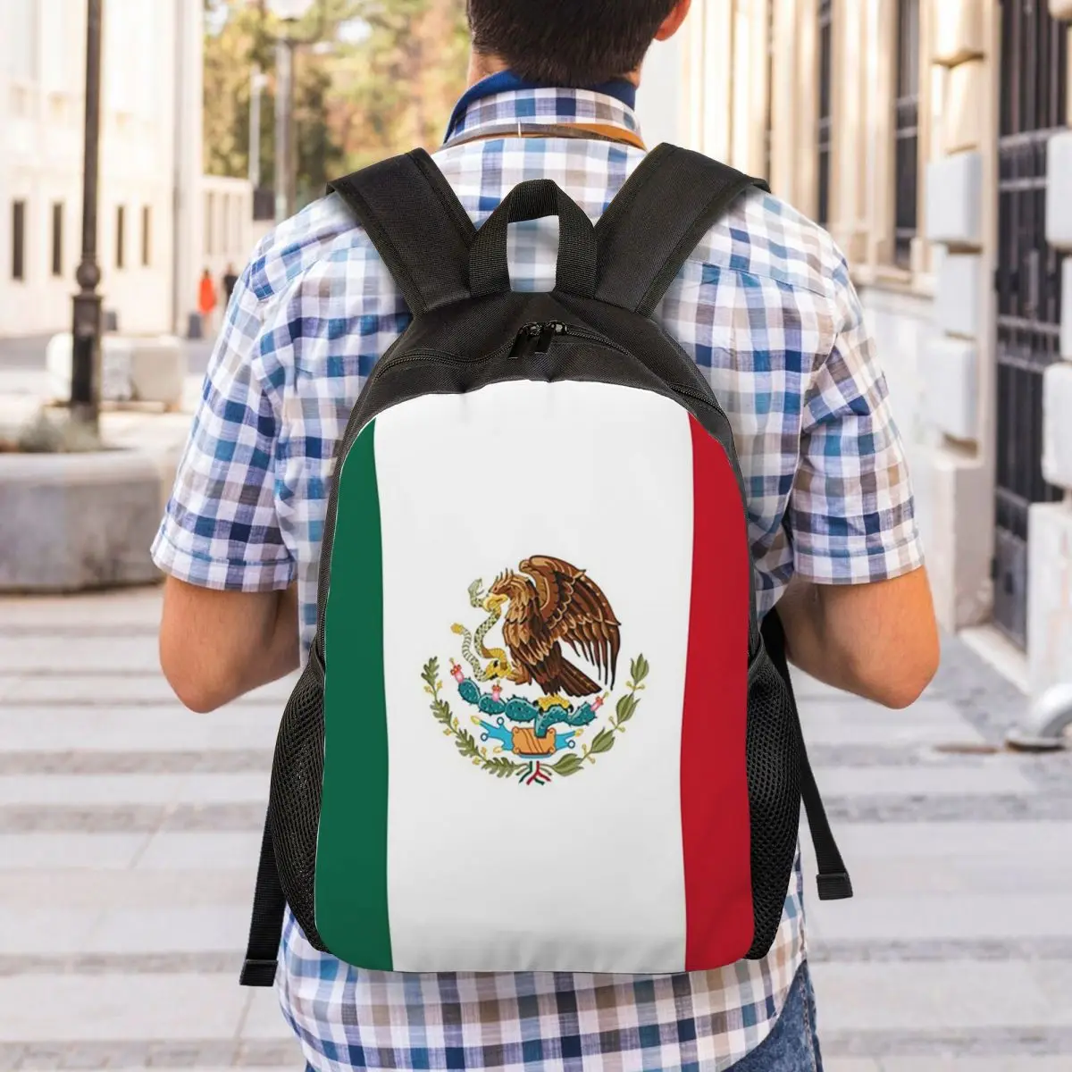 علم المكسيك، العلم المكسيكي حقيبة ظهر الطالب حقيبة مدرسية المشي لمسافات طويلة السفر Daypack للبنين بنات موضة حقيبة الكتب حقائب الكتف
