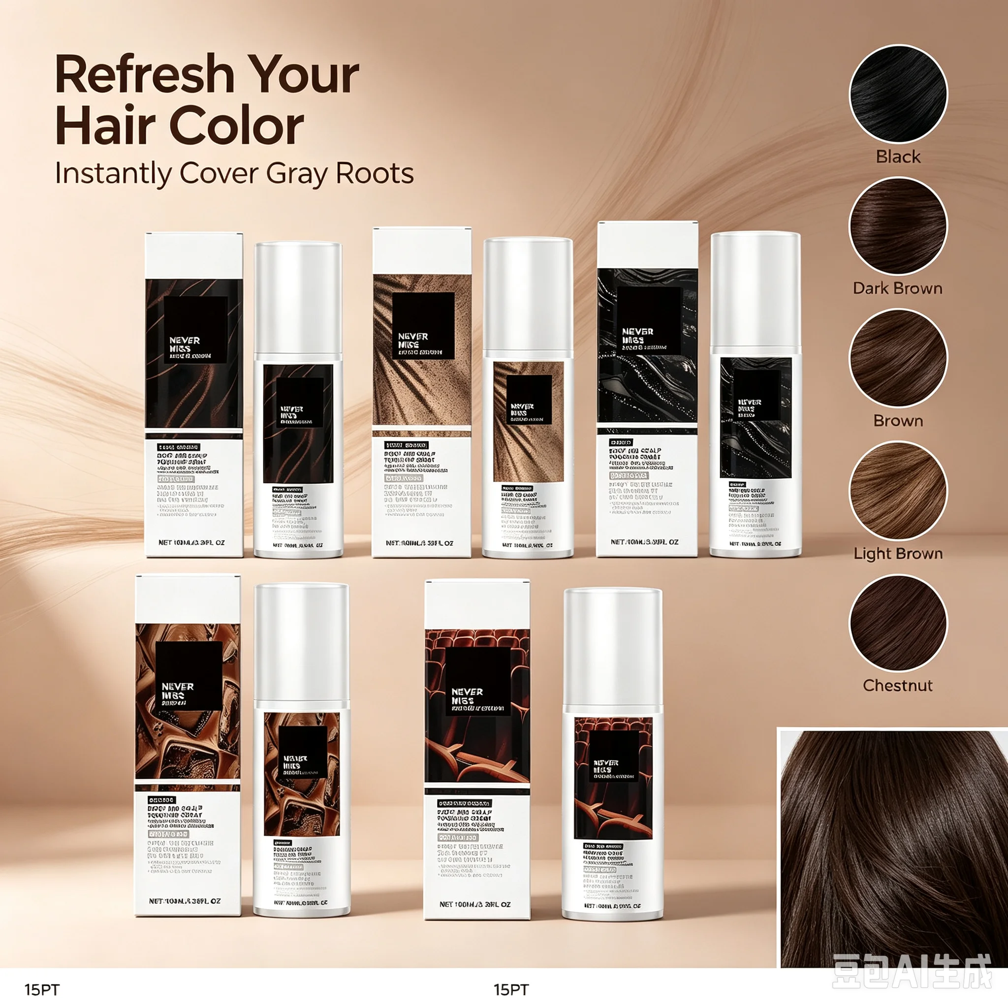 5 Colors Hair Color Spray Temporary White Hair Dye Washable Correction Natural Looking Cosplay Party Costume Makeup Hair Dye
