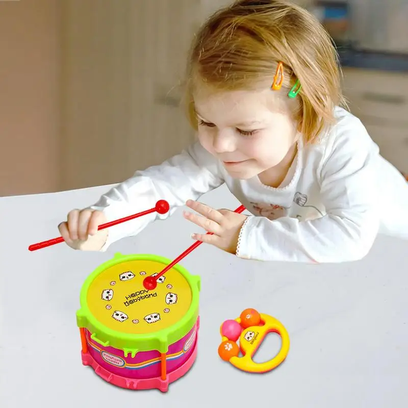 Batteria per bambini tamburello a percussione strumenti da gioco giocattoli 5 pezzi educazione prescolare Montessori apprendimento precoce giocattoli musicali per