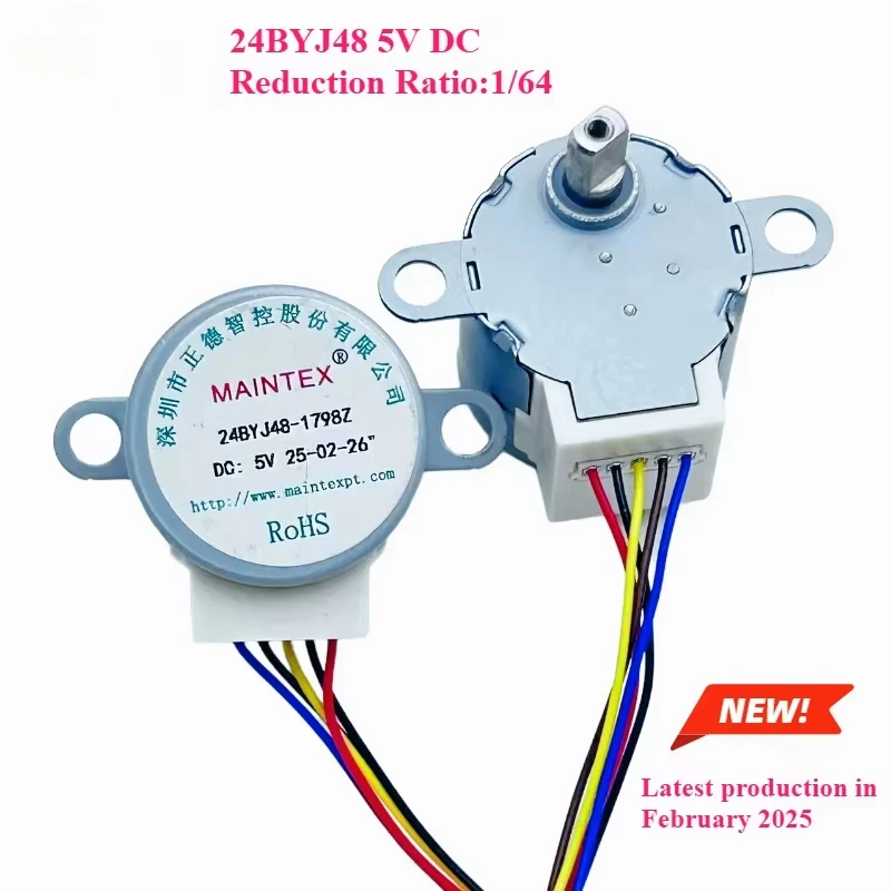 1pcs 4-Phase 5-Wire DC Gear Stepper Motor 5V 24BYJ48 Reduction Motor Ratio 64:1 for Single Chip Microcomputer/Camera Monitoring