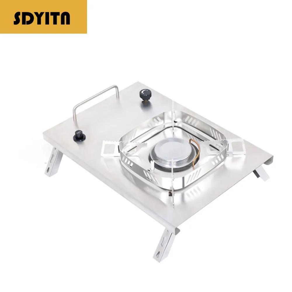 Portable Outdoor Gas Stove IGT Windproof Burner for Camping and BBQ  with Windscreen for Backpacking and Hiking