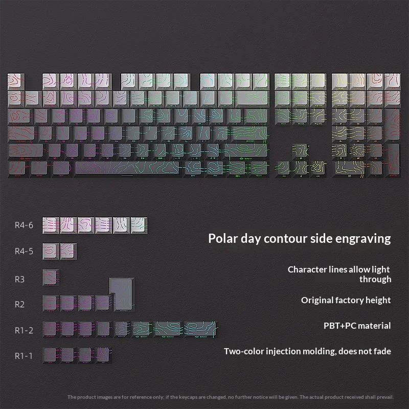 Polar day contour line 4.0 keycap factory height 130 key dual color small full set crack glowing
