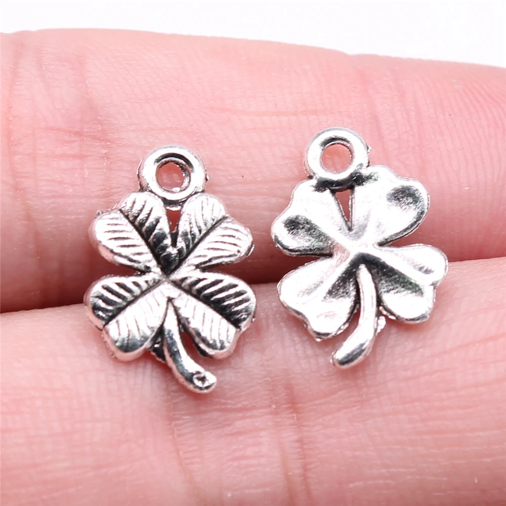 WYSIWYG 20pcs 17x11mm 3 Colors Lucky Irish Four Leaf Clover Charms DIY Handmade Jewelry Pendant