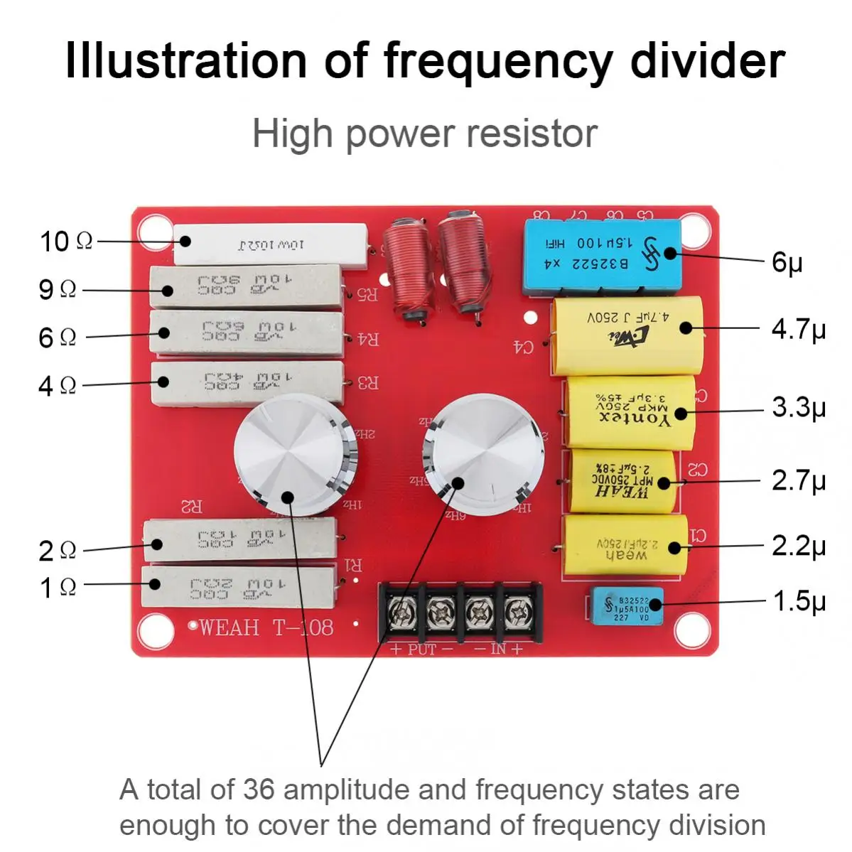 T108 Segment hifi tweeter frequency divide Audio Speaker Crossover Treble Midrange Bass Independent Crossover Speaker Filters