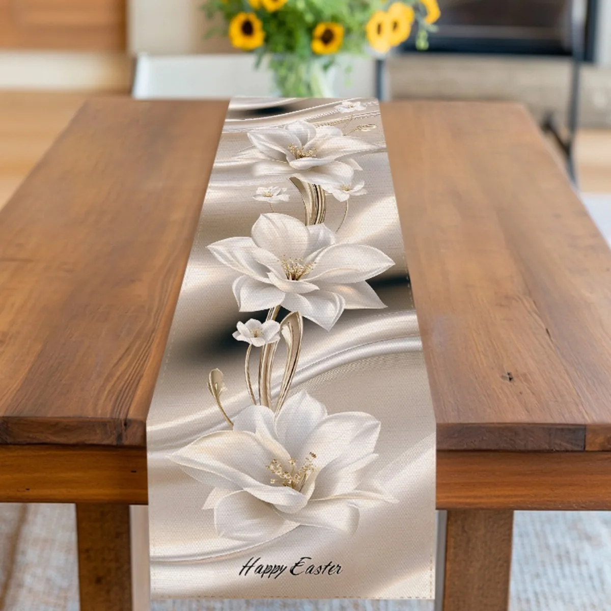 Elegant White Flower Table Flag Cloth for Decor