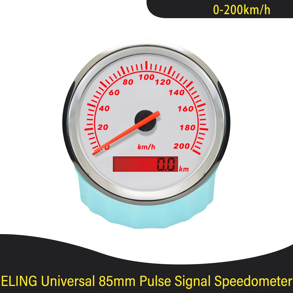 

Waterproof 85mm Pulse Signal Speedometer Odometer Speed Gauge 0-120km/h 0-200 km/h with Red Backlight for Car Boat Yacht