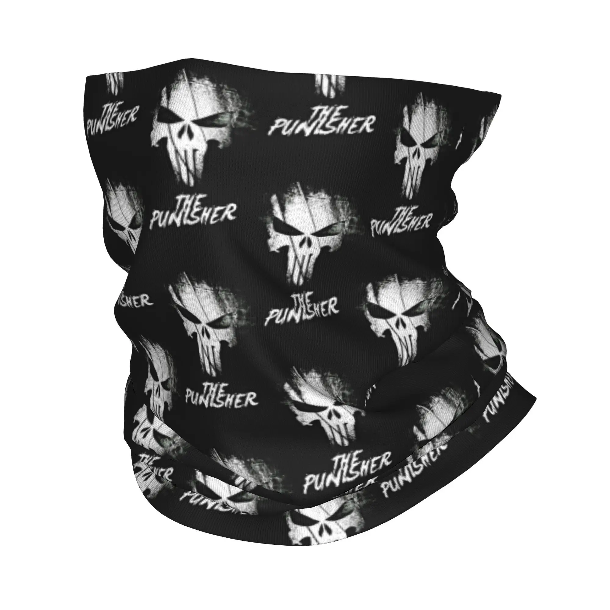 Custom Punisher Skull Symbol Winter Headband Neck Warmer Men Women Ski Camping Tube Scarf Cartoon Design Face Bandana Gaiter