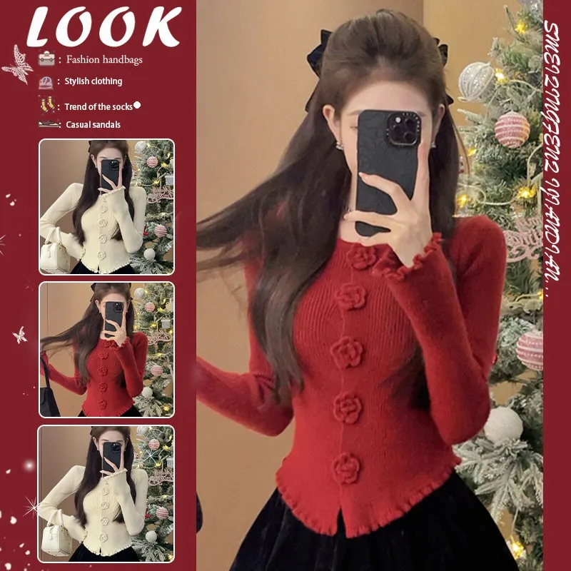 ele-red-sweater-women's-faionable-inner-wear-base-irt-beautiful-top-for-new-year-autumn-winter-small-size-ladies