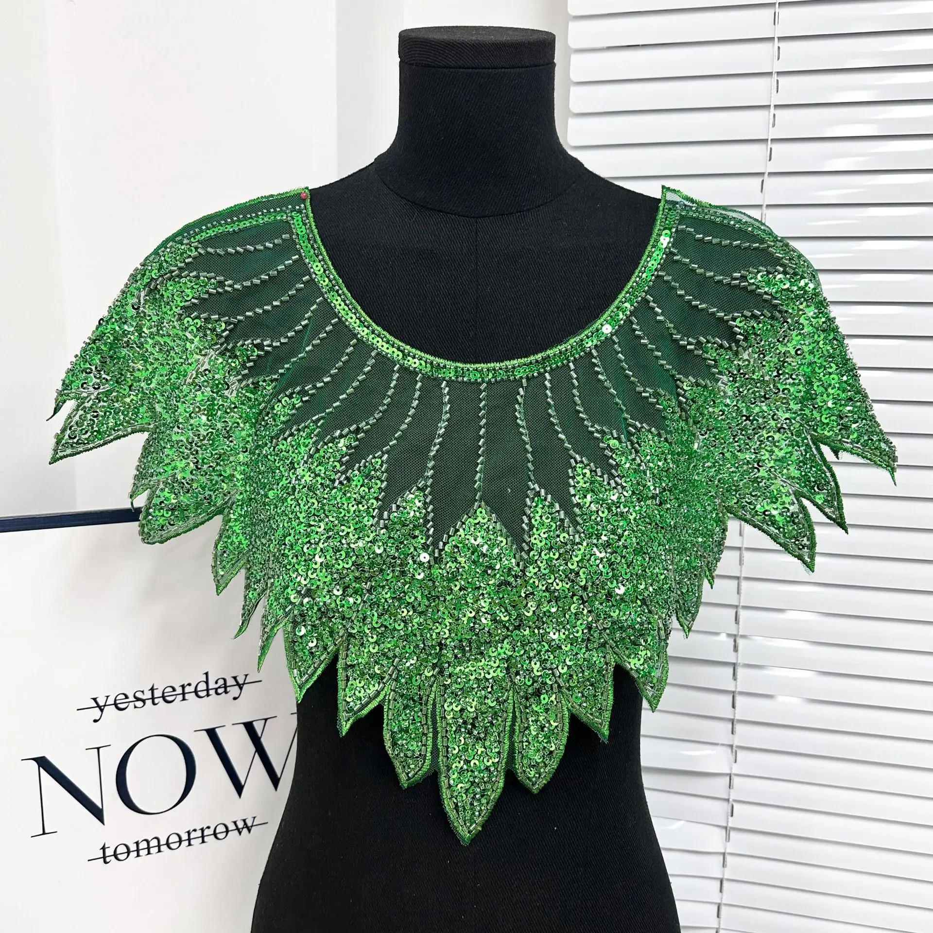 1pcs embroidered mesh sequins beaded cloth patch dress performance clothing dress lace DIY accessories