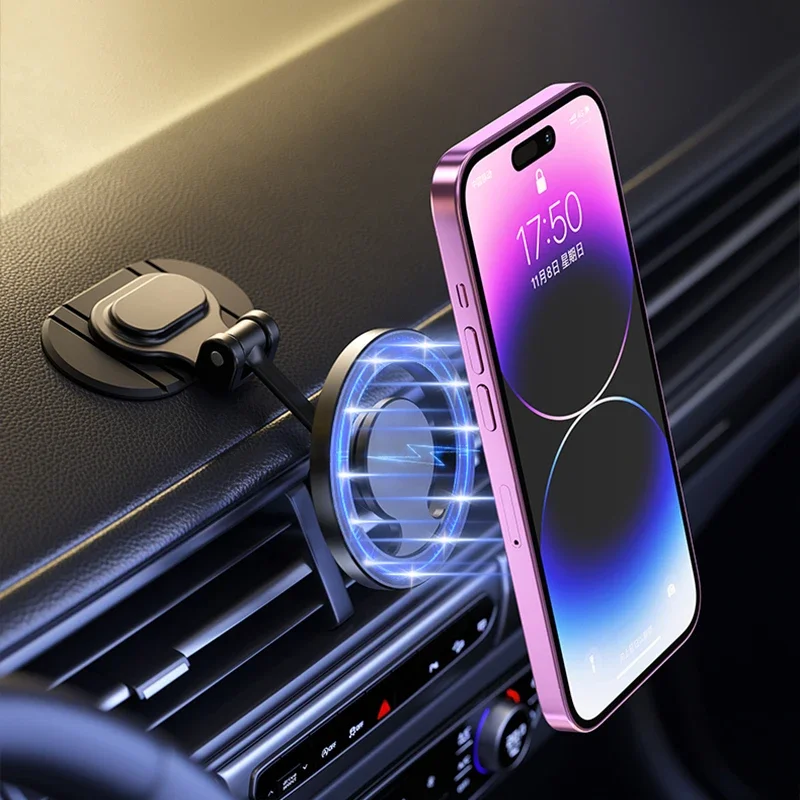 MagSafe Compatible Foldable Magnetic Car Mount - Universal Dashboard Phone Holder 3