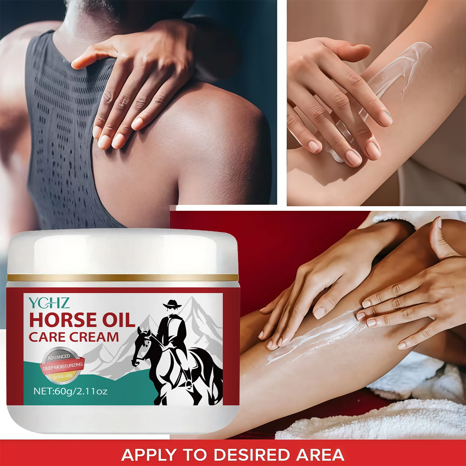 Horse Oil Ointment, Instant Skin Care. Contains Ginger, Chamomile, and Hyaluronic Acid. Not Greasy, Easy to Absorb, Provides 72 Hours of Lasting Warmth and Hydration.