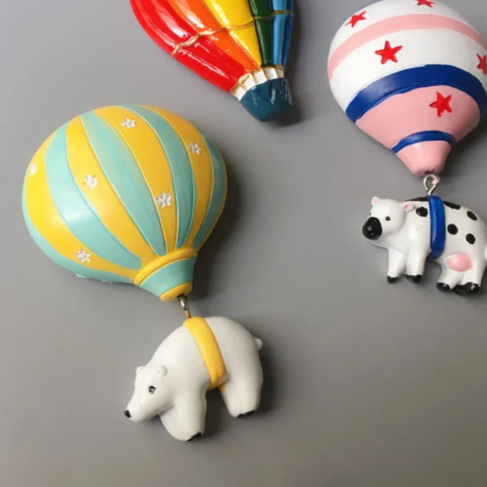 Hot Air Balloon Animal Shape Refrigerator Stickers Magnetic Three-Dimensional Design Message Note Sticky Kitchen Home Decoration