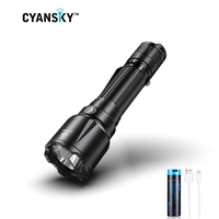 Cyansky K3 Tactical Flashlight Aluminum Strong Light Highlights 1600 Lumen Duty Flashlights Portable Rechargeable Spotlight