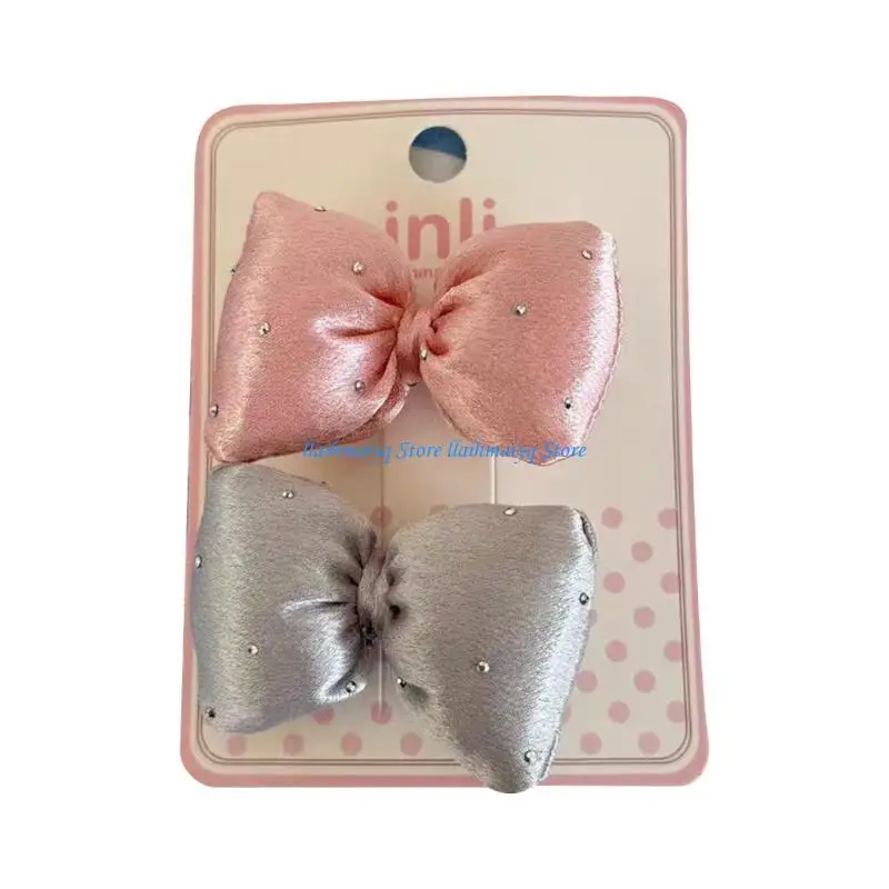 

573B Drilled Bowknot Hair Clip Side Hairpin Adult Kids Decorative Hairclip