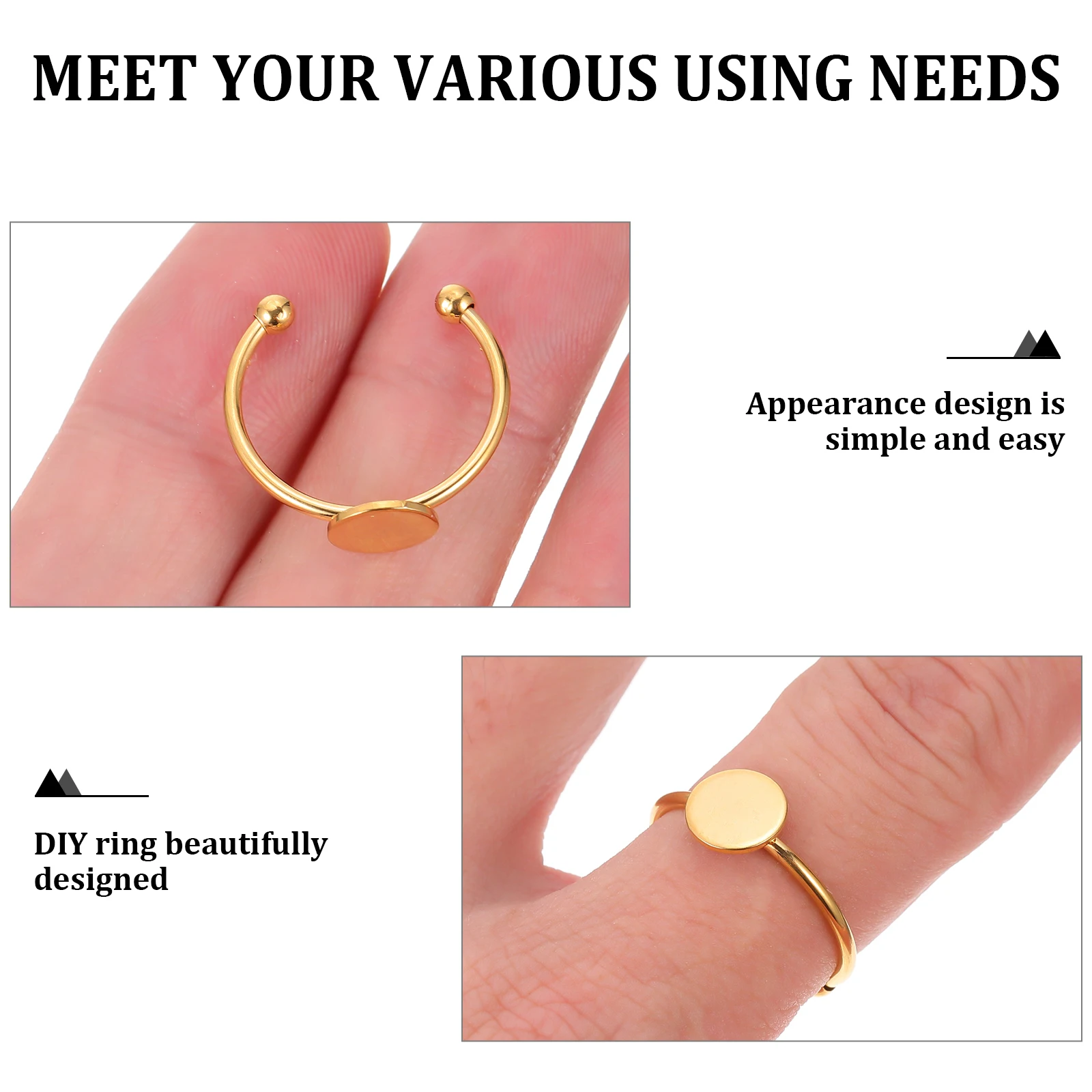 

10pcs Stainless Steel Ring Bases DIY Metal Rings Base Finger Rings Bottom Tray Sturdy Ring Setting Jewelry Making Supplies