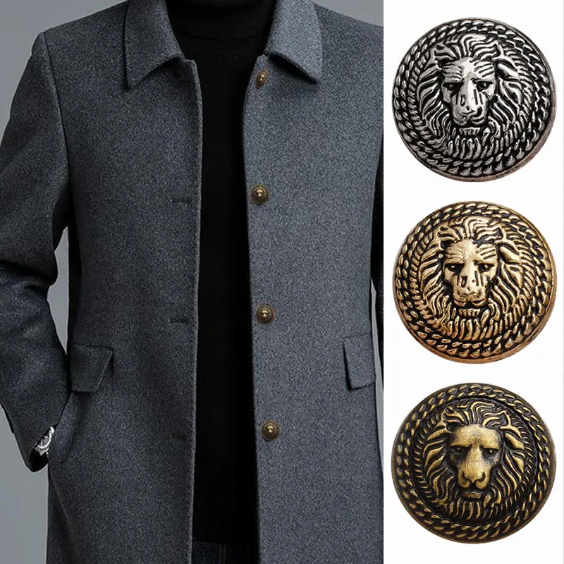 Trendy Retro Goat Lion Head Pattern Button Up Coat, Suit, Sewing Supplies and Accessories, 10 Pcs