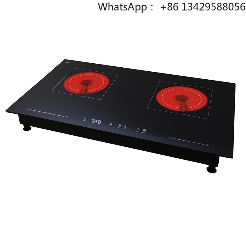 Dual-head Electric Smooth Ceramic Cooktop Built-in 3500W Household Two Burners Light-wave Microcomputer Control Black