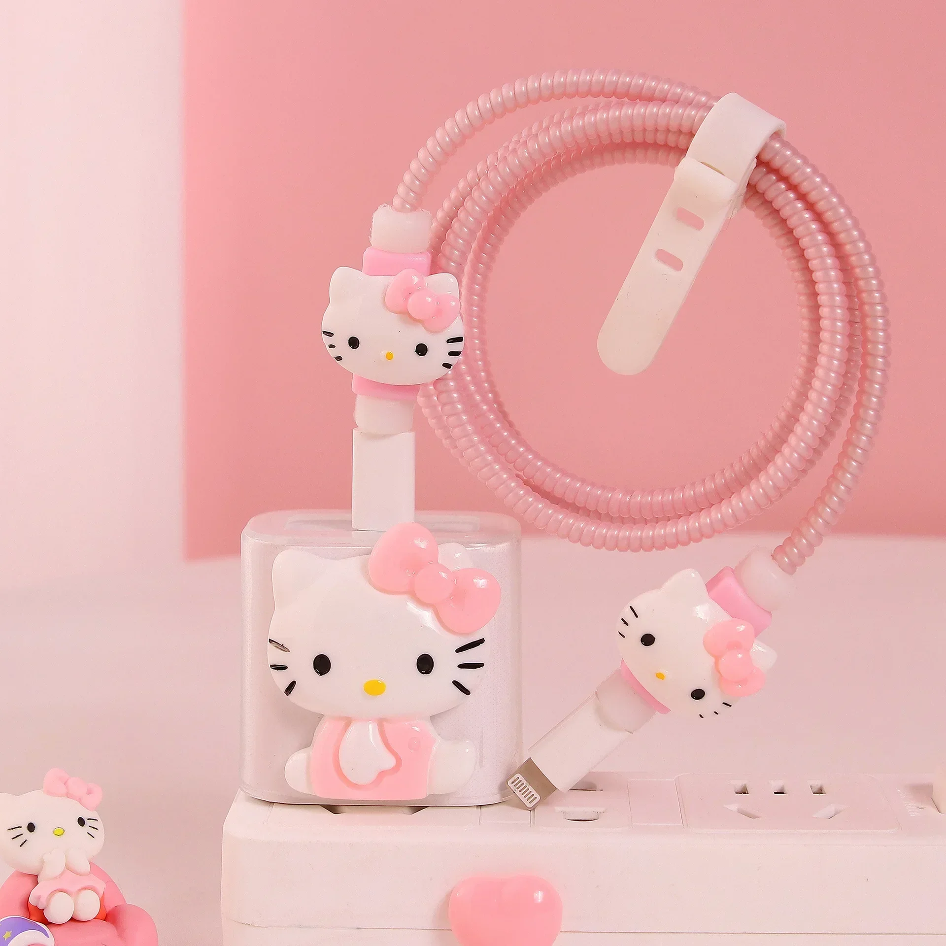

Hello Kitty Sanrio Anime Breakproof Apple 13/14 Data Cable Protection Case for Phone 18/20W Charger Wrapped Cord Decorative Gift