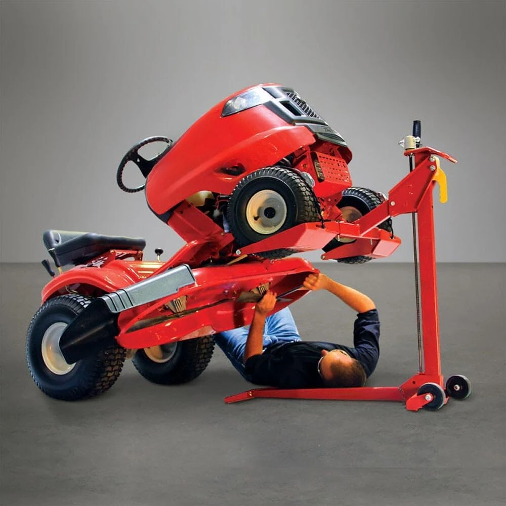 Riding Lawn Mower Lift, 450lb Lifting Capacity, Fits Most Residential & ZTR Mowers, Space-Saving Folding