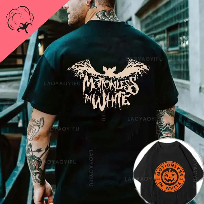 Motionless in White Theme 100%Cotton Summer Cool Fashion Harajuku Tee Men Middle Finger T-Shirt Metal Rock Short Sleeve TShirt