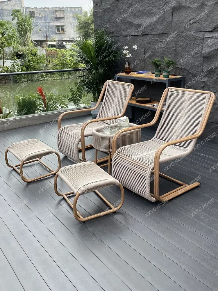 Protection Balcony Rocking Chair Leisure Recliner Rattan Chair Internet Celebrity Small Apartment Rope Rocking Chair