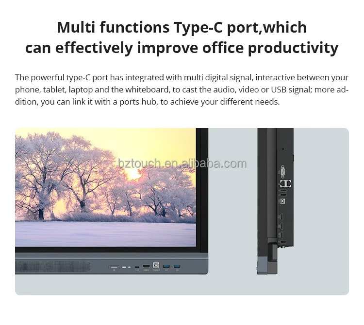 55 65 นิ้ว 4K มัลติมีเดีย All In One Pc Touch Screen โทรศัพท์มือถือสมาร์ทบอร์ด 75 85 นิ้วไวท์บอร์ดแบบโต้ตอบ