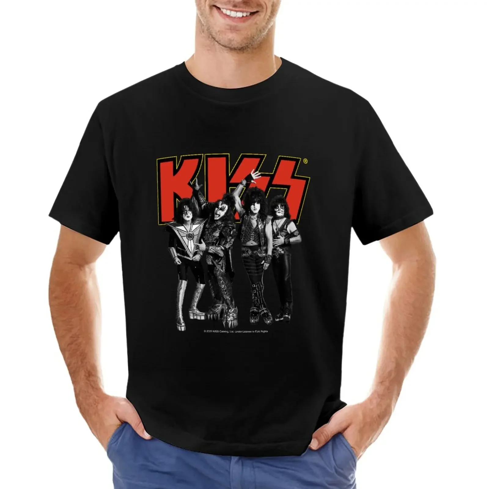 Kiss - Group Band Logo - Full Yellow and Red T-Shirt plus size tops sports fans summer top men graphic t shirts