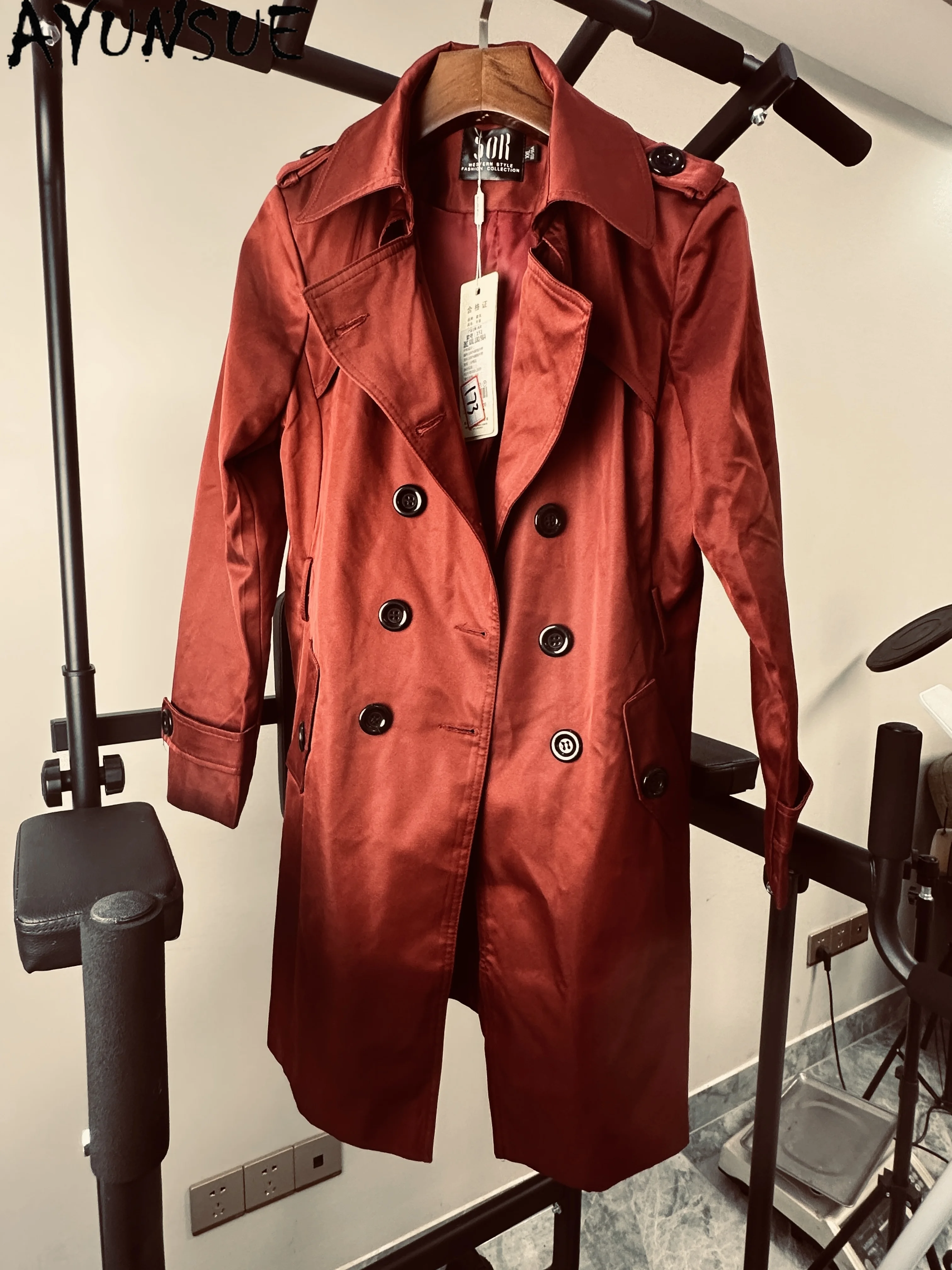 

AYUNSUE Тренч Женские куртки Свободный крой Весенне-осенняя одежда Уникальное пальто Акция Маленькие продукты Не возврат и не обмен