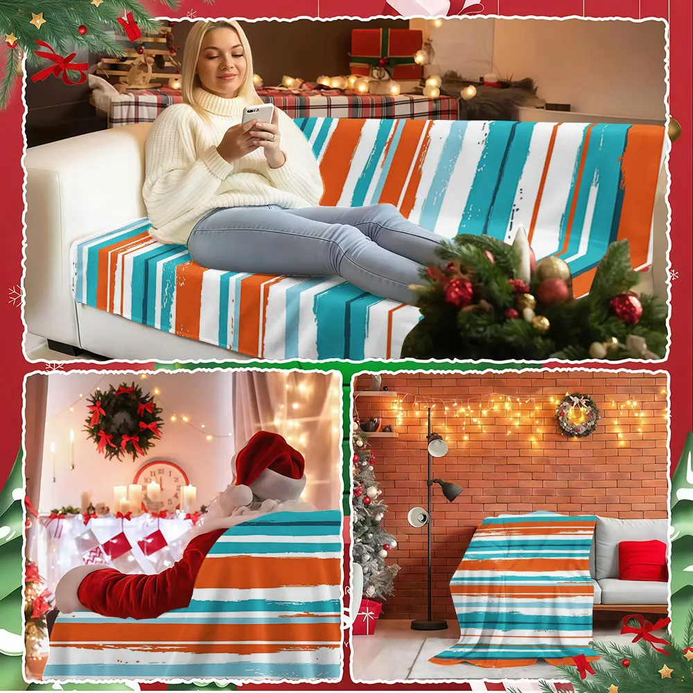 Brushstroke Stripes Winter Summer Flannel Blanket Throw Fleece Soft Fuzzy Plush Cozy Fleece Blankets for Sofa Ideal Gifts