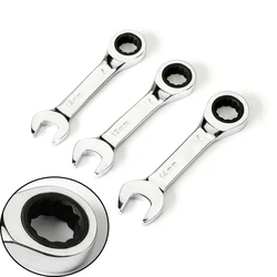 1Pcs 8-19mm 72 Tooth Short Handle Ratchet Socket Wrench CRV Quick Open Reversible Combination Stubby Spanner Auto Repair Tools