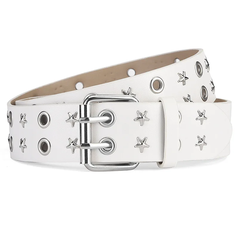 Faux Leather Belt with Double Exhaust Eye Decorative Belt for Women and Men Casual Women's Belt for Pants Jeans