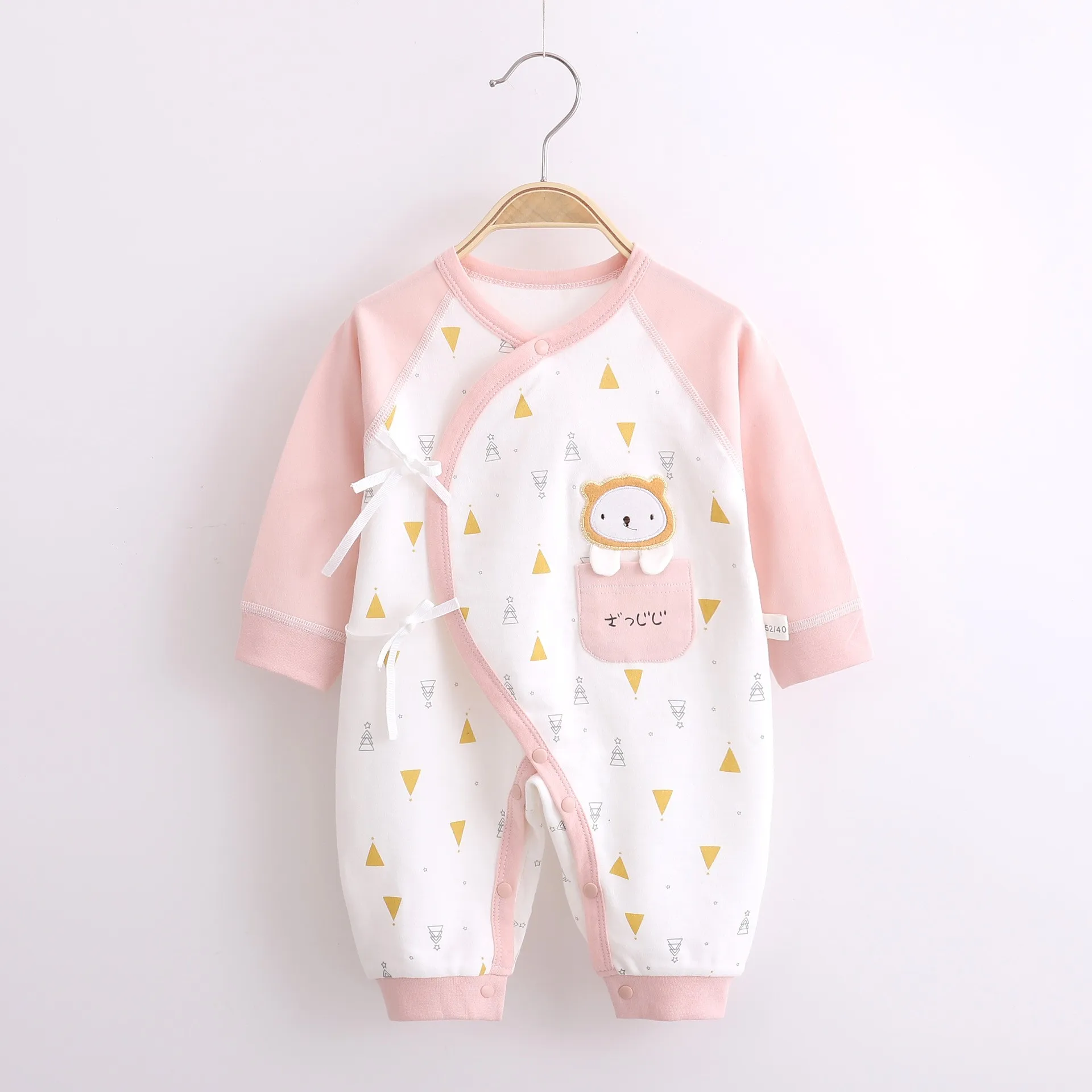 Baby Romper Spring and Autumn Newborn Clothes Cute Baby Tie-Back Butterfly Outfit a Pure Cotton All-Season Style
