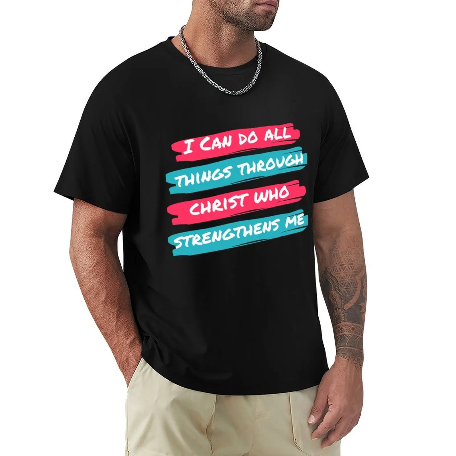 

I Can Do All Things Through Christ Motivational T-Shirt summer 2025 plus size clothes mens t shirts pack