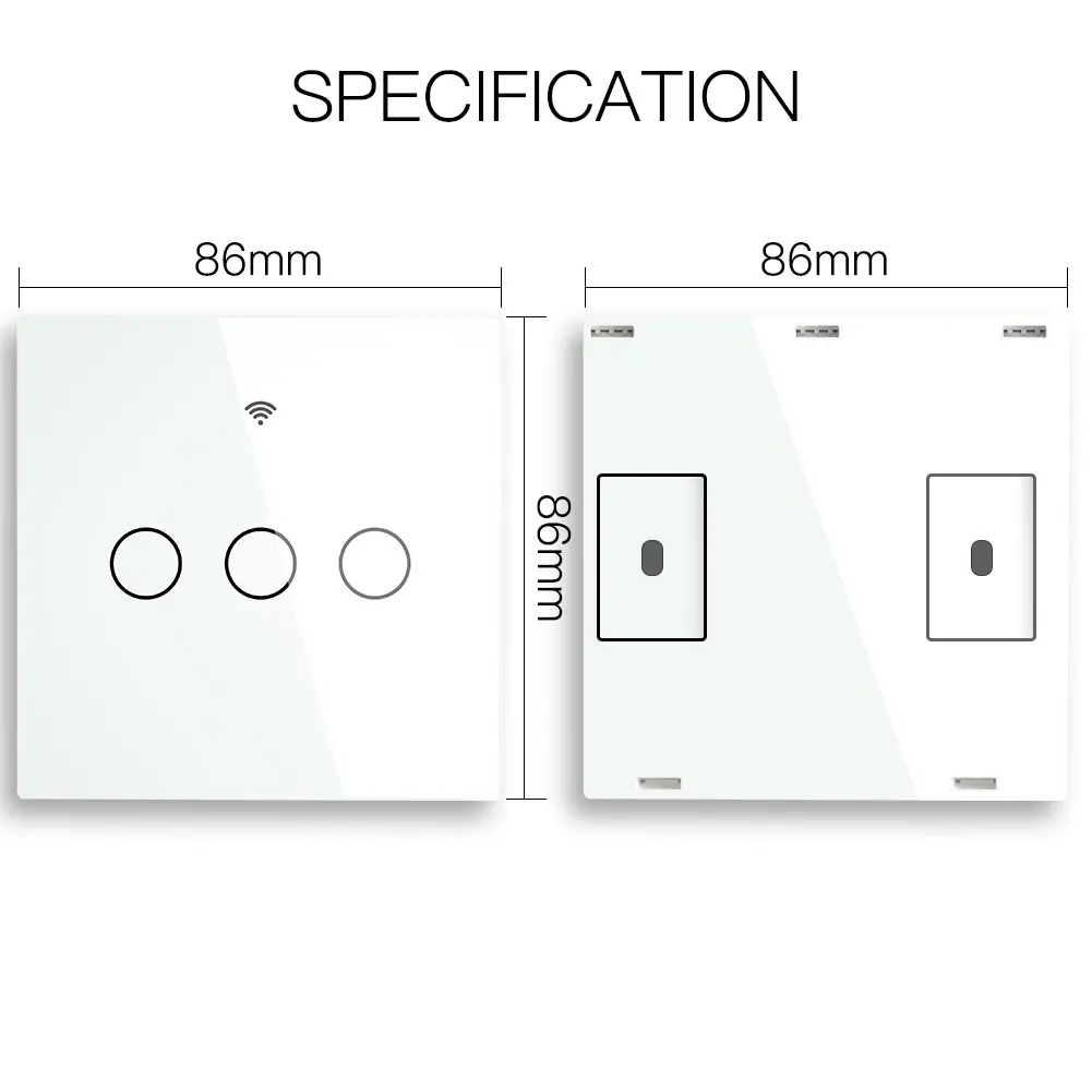 ワイヤレス壁ガラスパネルRf433 mhz,リモコン付き送信機スイッチ,wifi,スマート粘着スイッチ受信機で動作