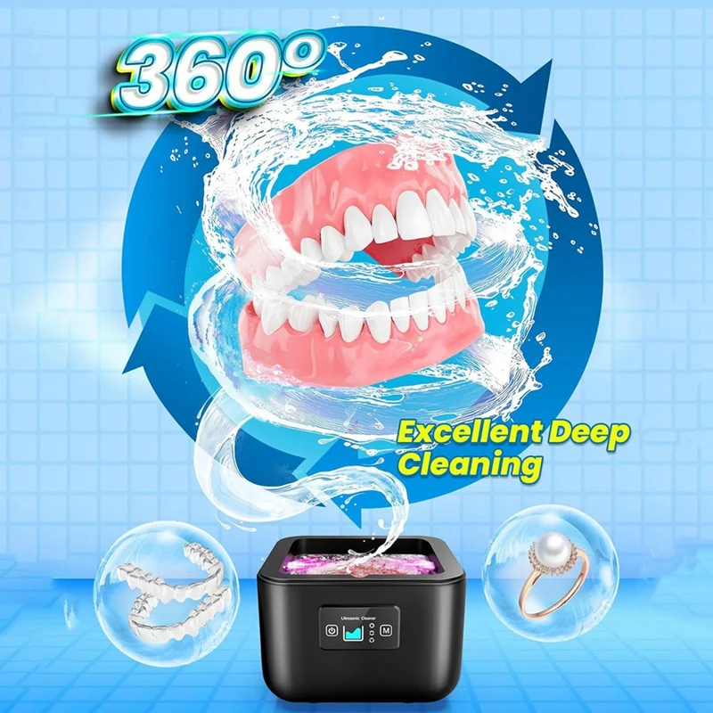 EU Plug Ultrasonic Cleaner Portable Ultrasonic Jewelry Cleaner  Cleaner Ultrasonic Machine Mouth Guard Cleaner